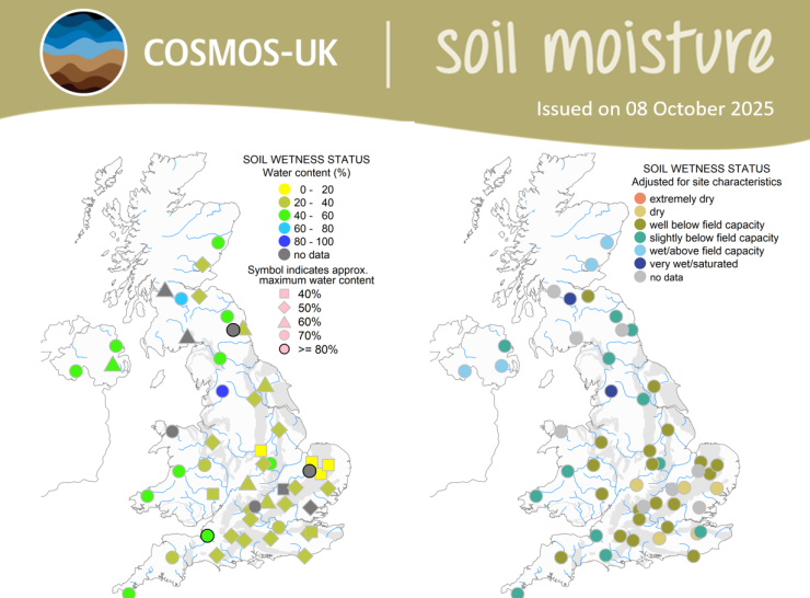 UK soil moisture mapped sites