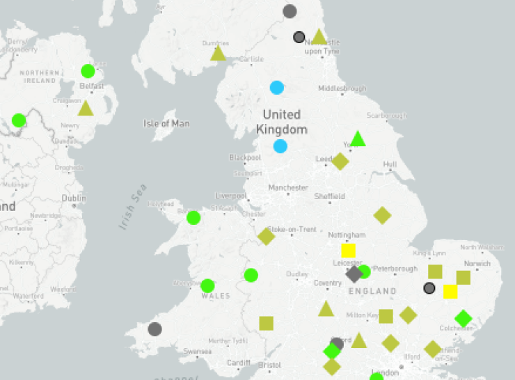 COSMOS-UK near-real time data screenshot of section of UK map